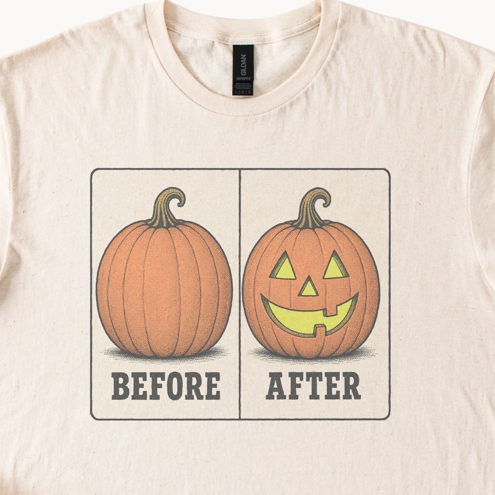 Before After Pumpkin Gets Carved Halloween Tee